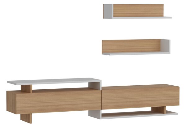 Obývací stěna Alcaraz (teak + bílá)