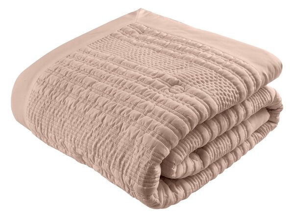 Hnědý prošívaný přehoz 220x220 cm Lennon Stripe – Catherine Lansfield