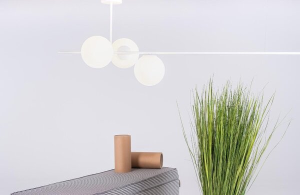 Nordic Design Bílé skleněné závěsné světlo Bubbly 150 cm