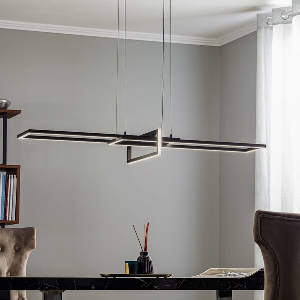 Trio Lighting LED závěsné světlo Salinas, 3 000 K, černá matná, stmívatelný, Černá, Obývací pokoj / jídelna, kov, Moderní