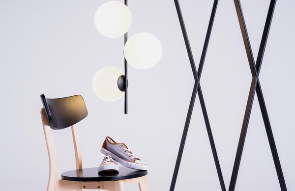 Nordic Design Bílo černé skleněné závěsné světlo Bubbly 93 cm
