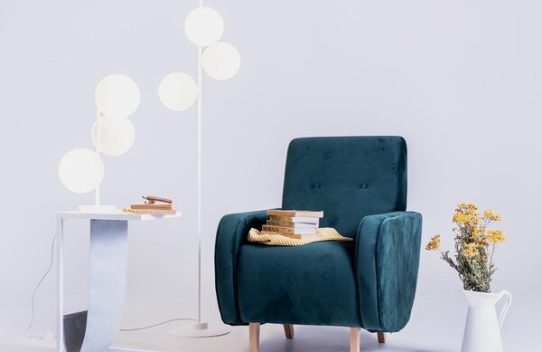 Nordic Design Bílá skleněná stojací lampa Bubbly 155 cm