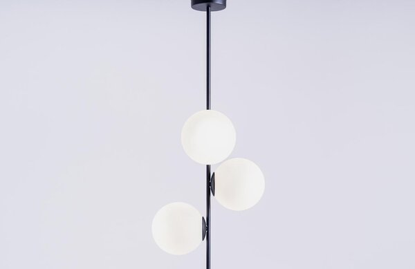 Nordic Design Bílo černé skleněné závěsné světlo Bubbly 93 cm