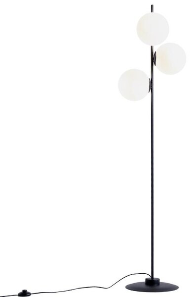 Nordic Design Bílo černá skleněná stojací lampa Bubbly 155 cm