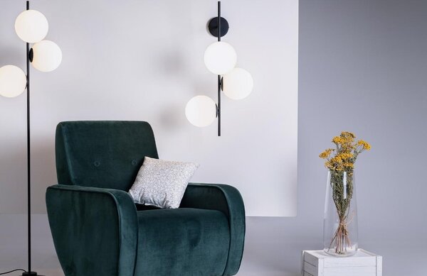 Nordic Design Bílo černé skleněné nástěnné světlo Bubbly 75 cm