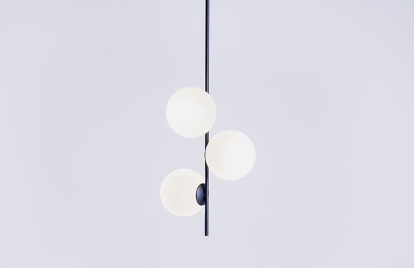 Nordic Design Bílo černé skleněné závěsné světlo Bubbly 93 cm
