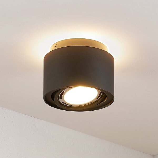 Arcchio Stropní svítidlo Walisa, Ø 15 cm, černé, kov, GU10, stmívatelný, Černá, Obývací pokoj / jídelna, Hliník, Moderní