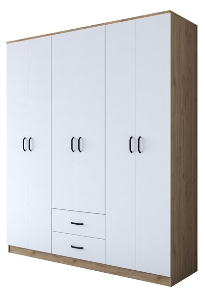 Šatní skříní Bastet 2337 (ořech + bílá). Akce -25%