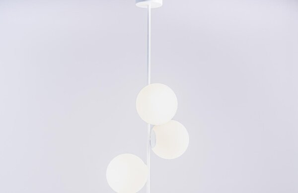 Nordic Design Bílé skleněné závěsné světlo Bubbly 93 cm