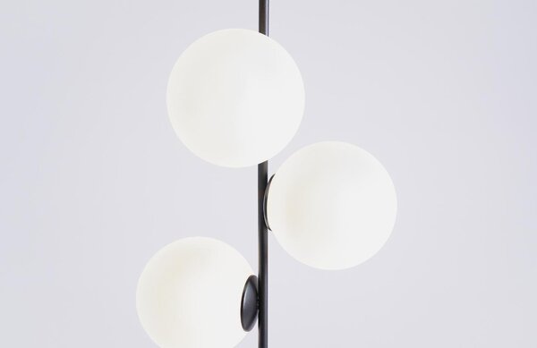 Nordic Design Bílo černá skleněná stojací lampa Bubbly 155 cm