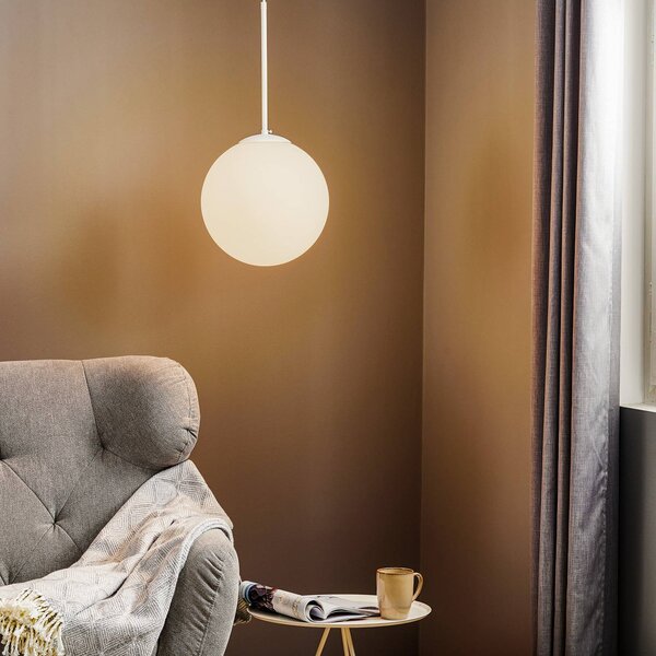 ALDEX Závěsné světlo Dione, jednoplamenné, bílé, 30 cm, stmívatelný, Bílá / opál, Obývací pokoj / jídelna, Sklo, Moderní, Koule