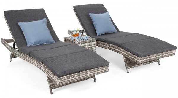 Sestava lehátek Bora Bora Light Grey / Grey Melange + stolek