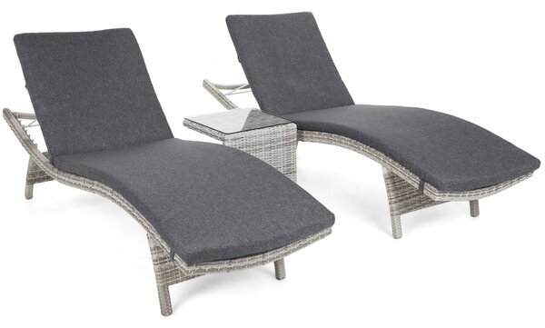Sestava lehátek Marbella Light Grey / Grey Melange + stolek