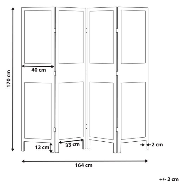 4dílný paraván BRENNERBAD Hnědá/Černá 164 cm 170 cm