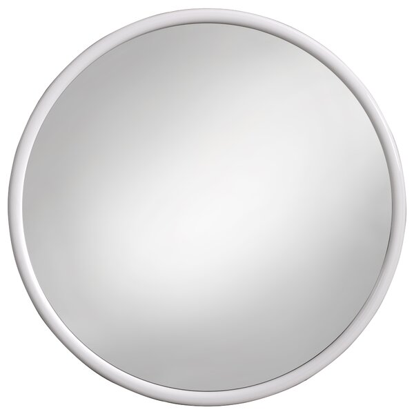 Kulaté zrcadlo do koupelny - ø 40 cm v bílém plastovém rámu - Kuba