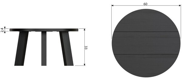 Hoorns Černý borovicový konferenční stolek Besona 60 cm