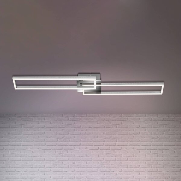 Briloner Rámové stropní svítidlo LED, dálkové ovládání, chrom, stmívatelný, Hliník / šedá / zinek, Obývací pokoj / jídelna, kov, Moderní