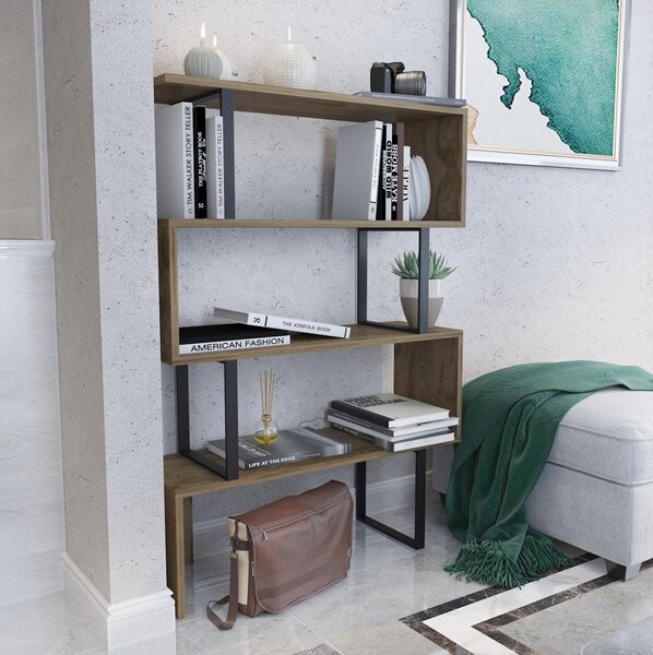 Regál Adrianne (dub + černá). Akce -25%