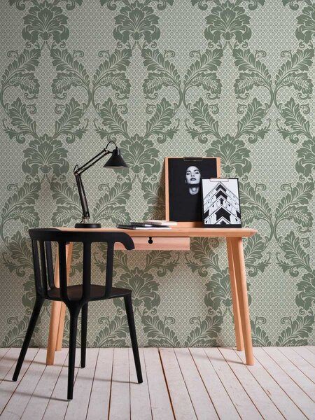 A.S. Création | Vliesová tapeta na zeď Luxury Wallpaper 30544-3 | 0,52 x 10 05 m | šedá, zelená