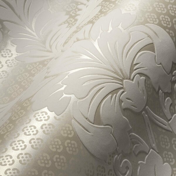A.S. Création | Vliesová tapeta na zeď Luxury Wallpaper 30544-1 | 0,52 x 10 05 m | bílá, metalická, krémová