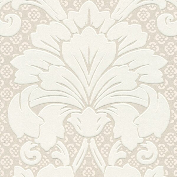 A.S. Création | Vliesová tapeta na zeď Luxury Wallpaper 30544-1 | 0,52 x 10 05 m | bílá, metalická, krémová
