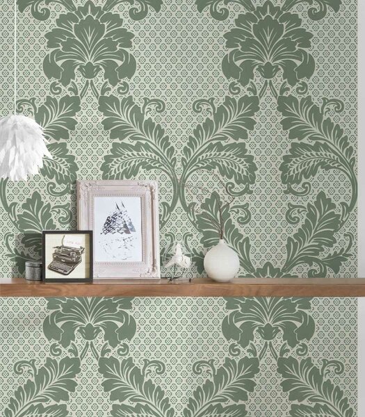 A.S. Création | Vliesová tapeta na zeď Luxury Wallpaper 30544-3 | 0,52 x 10 05 m | šedá, zelená