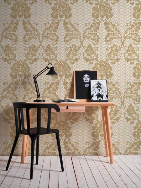 A.S. Création | Vliesová tapeta na zeď Luxury Wallpaper 30544-2 | 0,52 x 10 05 m | metalická, krémová