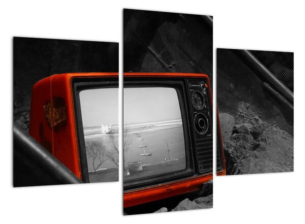 Obraz červené televize (90x60cm)