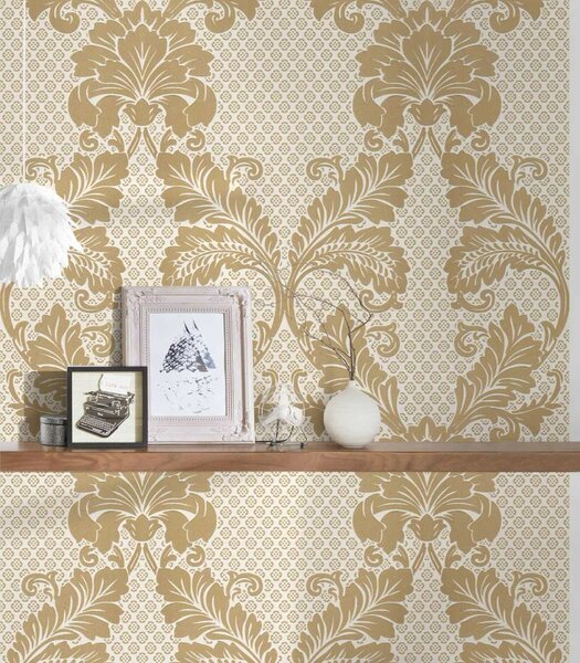 A.S. Création | Vliesová tapeta na zeď Luxury Wallpaper 30544-2 | 0,52 x 10 05 m | metalická, krémová