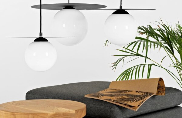 Nordic Design Černobílé skleněné závěsné světlo Lyon L