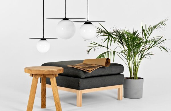 Nordic Design Černobílé skleněné závěsné světlo Lyon S