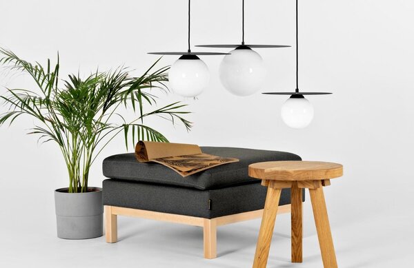 Nordic Design Černobílé skleněné závěsné světlo Lyon M