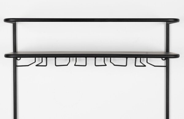 White Label Černá lakovaná závěsná vinotéka s ratanovou výplní WLL GUUJI 60 x 18 cm