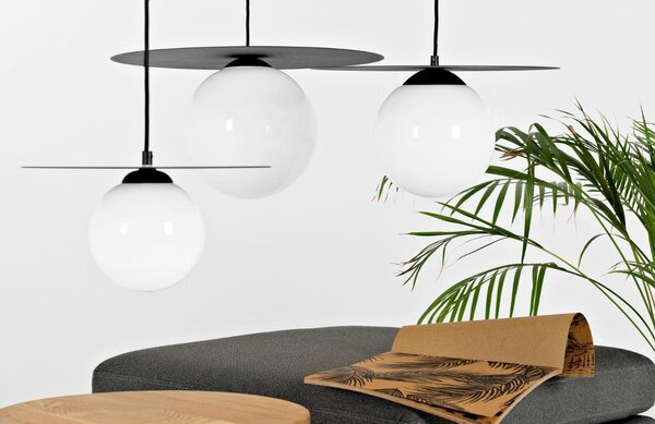 Nordic Design Černobílé skleněné závěsné světlo Lyon M