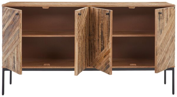 ŠIROKÁ KOMODA, staré dřevo, černá, světle hnědá, 150/78/40 cm Ambia Home - Komody na nožičkách
