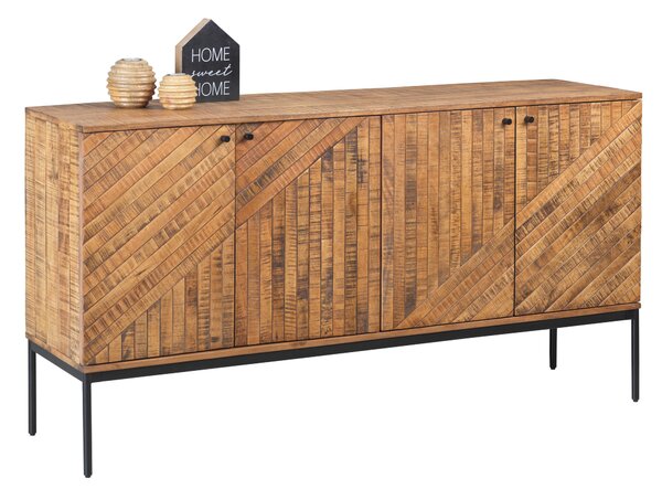 ŠIROKÁ KOMODA, staré dřevo, černá, světle hnědá, 150/78/40 cm Ambia Home - Komody na nožičkách