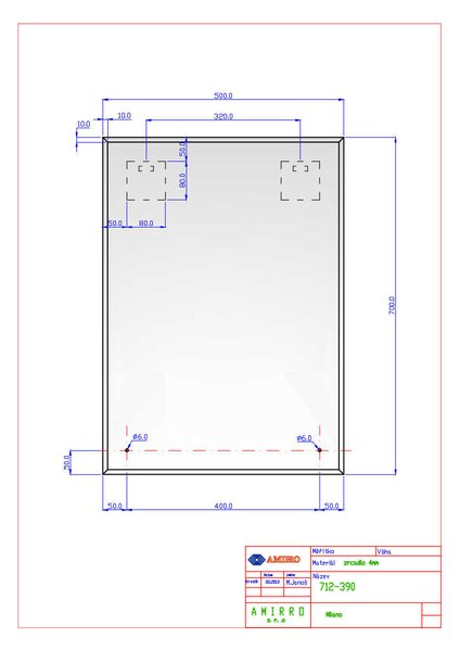 Fazetované zrcadlo do koupelny MILANO 50 x 70 cm s poličkou 712-390