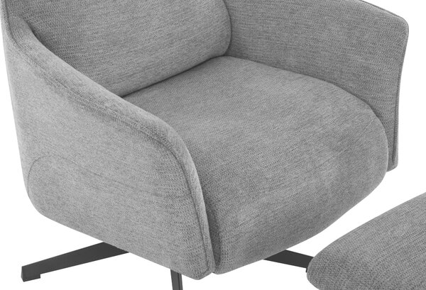 RELAXAČNÍ KŘESLO S TABURETEM, textil, šedá Welnova - Křesla klasická