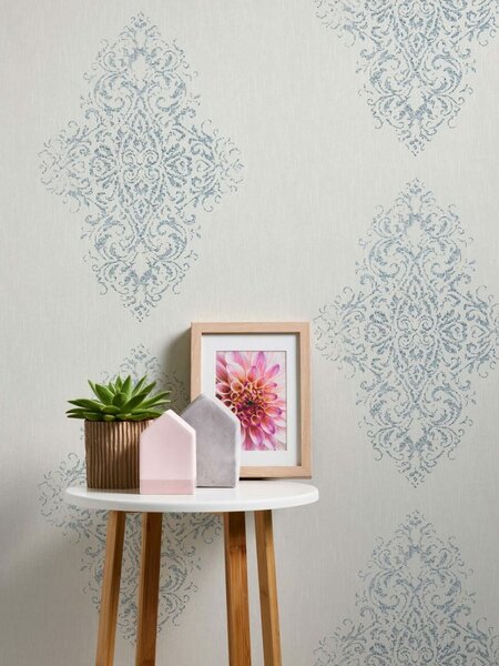 A.S. Création | Vliesová tapeta na zeď Luxury Wallpaper 31945-1 | 0,53 x 10,05 m | bílá, metalická