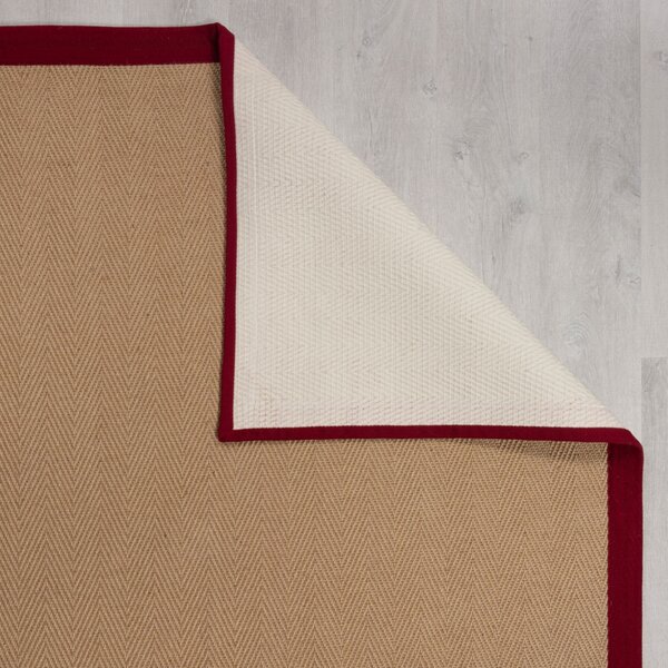 Flair Rugs, Kusový koberec Herringbone Border Kira Red, 120x170, béžová, chodba / předsíň
