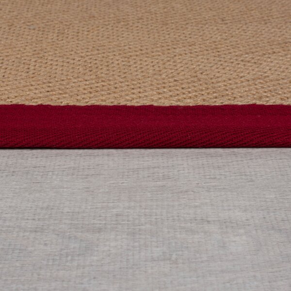 Flair Rugs, Kusový koberec Herringbone Border Kira Red, 120x170, béžová, chodba / předsíň