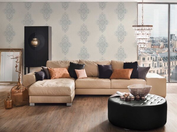 A.S. Création | Vliesová tapeta na zeď Luxury Wallpaper 31945-1 | 0,53 x 10,05 m | bílá, metalická