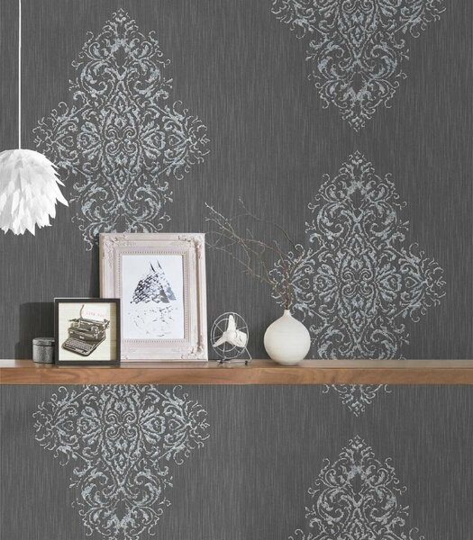 A.S. Création | Vliesová tapeta na zeď Luxury Wallpaper 31945-4 | 0,53 x 10,05 m | šedá, metalická