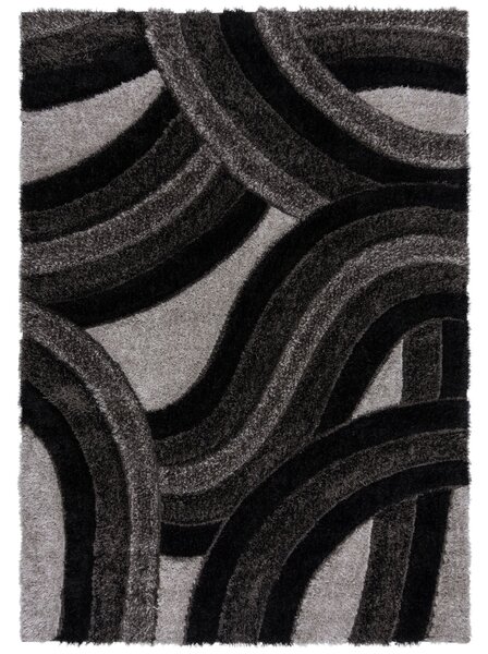 Flair Rugs, AKCE: 80x150 cm Kusový koberec Indulgence Velvet Carved Grey/Black, černá, ložnice