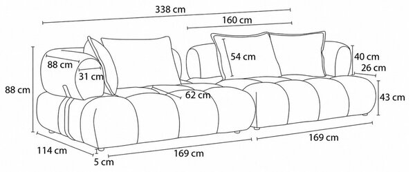 -25 % Dny MOMENTI– Bobochic Paris Terakotově oranžová bouclé čtyřmístná pohovka Alya 338 cm
