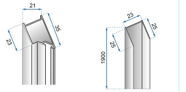 Rea - MOLIER magnetický profil pro sprchové dveře 190cm, černá, REA-K6395