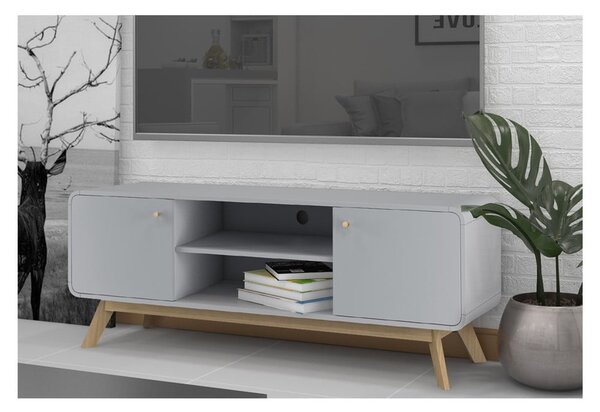 Šedý TV stolek 140x53 cm Caitlin – Støraa