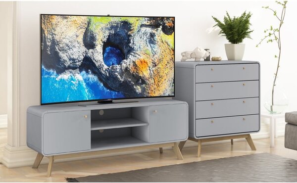 Šedý TV stolek 140x53 cm Caitlin – Støraa