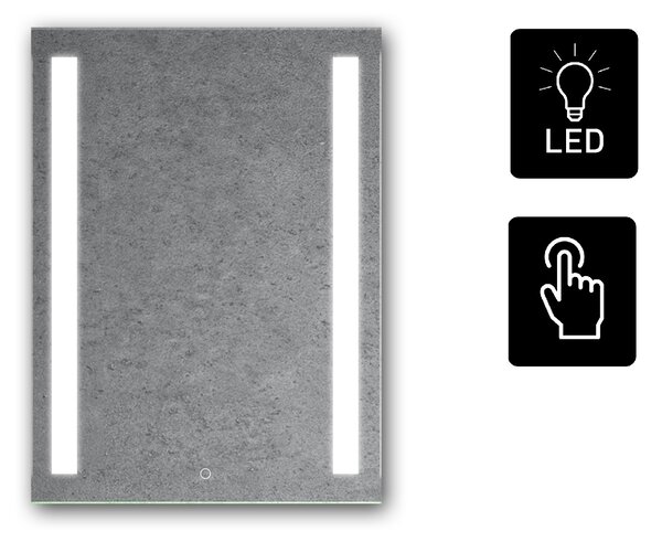 Zrcadlo na zeď chodbu do pokoje ložnice koupelny předsíně LUMINA SENZOR LED - 80 x 60 cm se dvěma LED podsvícenými pruhy a s dotykovým sensorem 900-964