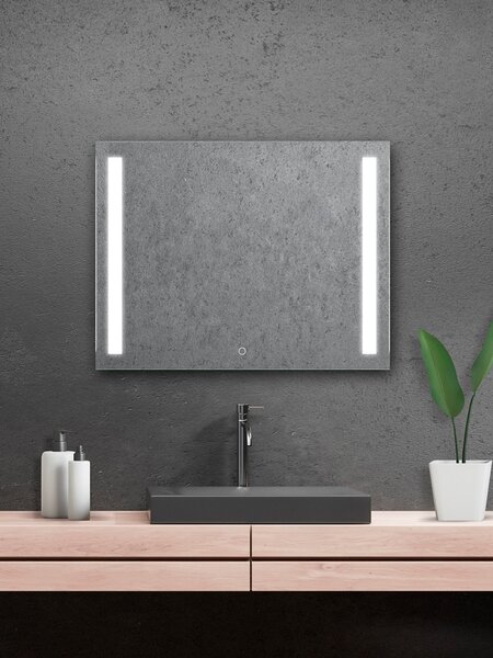 Zrcadlo do koupelny s dvěma LED pruhy - 90 x 70 cm se senzorem - Lumina Senzor LED
